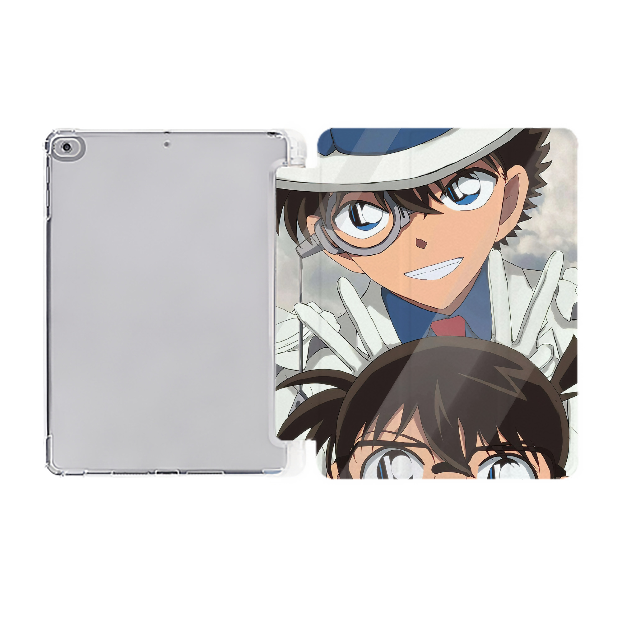 （画像用） 名探偵コナン Detective Conan IPad ケース ペン収納付き 三つ折りスタンド PUレザー×シリコン 対応機種9.5/10.5/10.9インチ